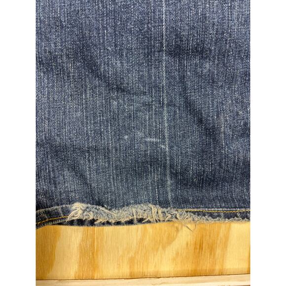 7 For All Mankind Bootcut Jeans Size 32 Dark Wash Distressed Frayed Hem USA - Picture 6 of 9